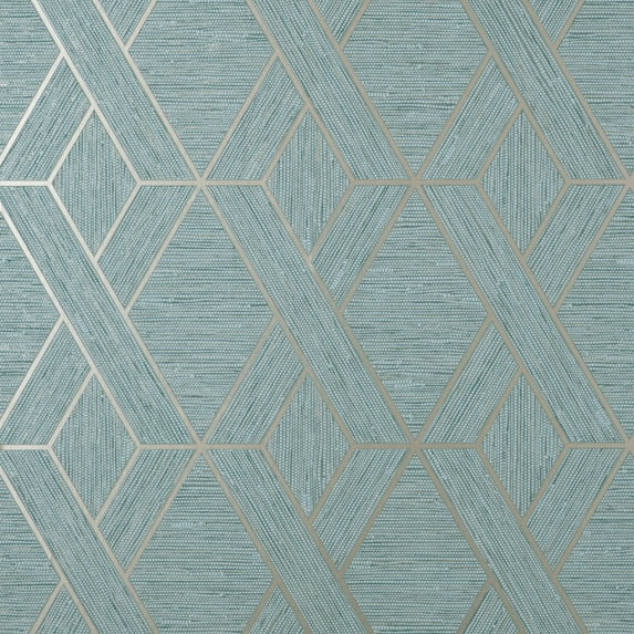 Malcolm Teal Geo Wallpaper, 20.5-in by 33-ft, 56.38 sq. ft