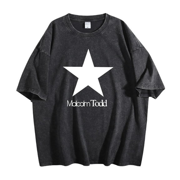 Malcolm Todd Star Washed Cotton T-shirt Women Men Short Sleeve Crewneck Tee Casual Streetwear Clothes