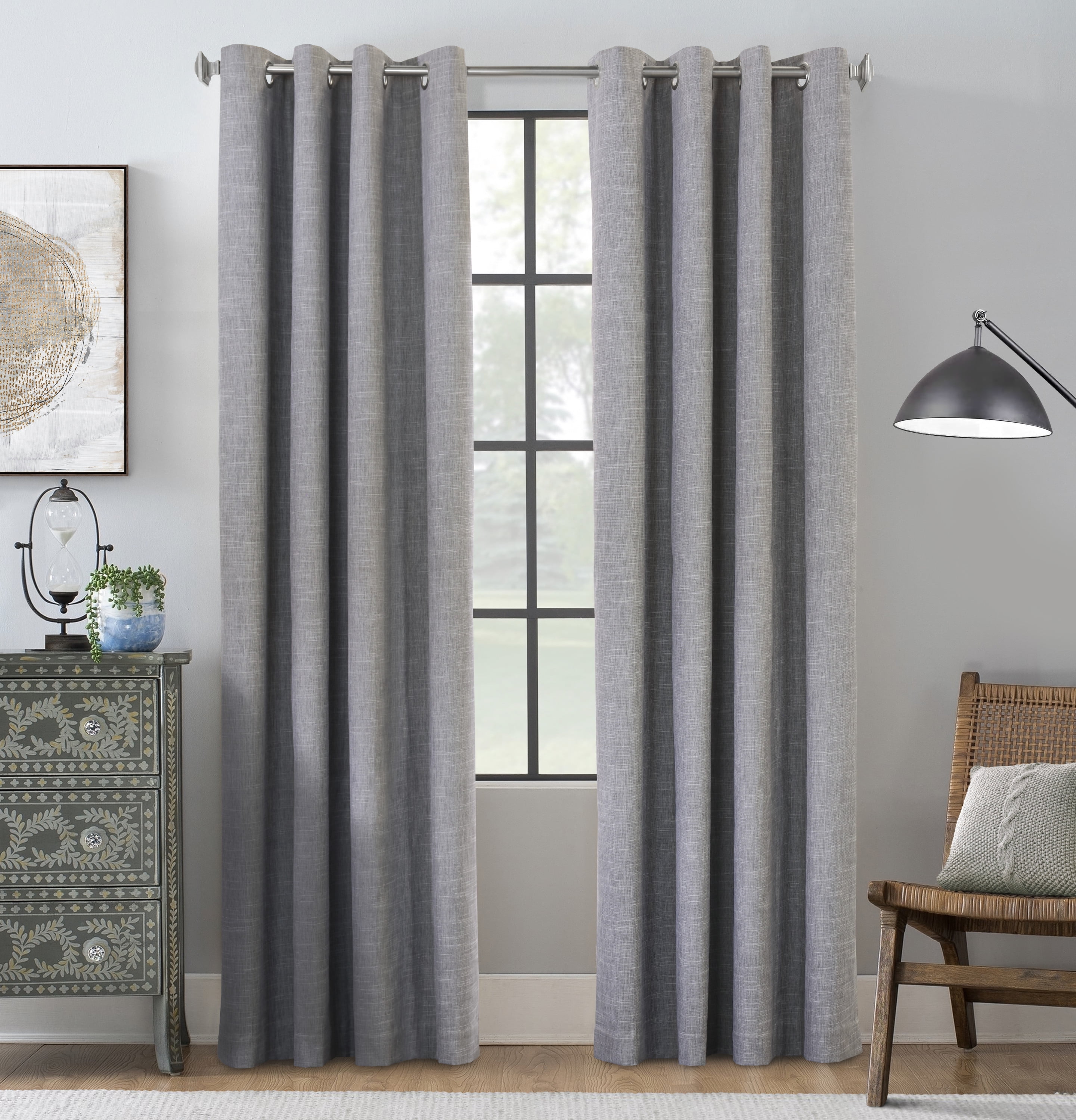 Malcolm Total Blackout Grommet Curtain Panel 52" x 108" in Grey