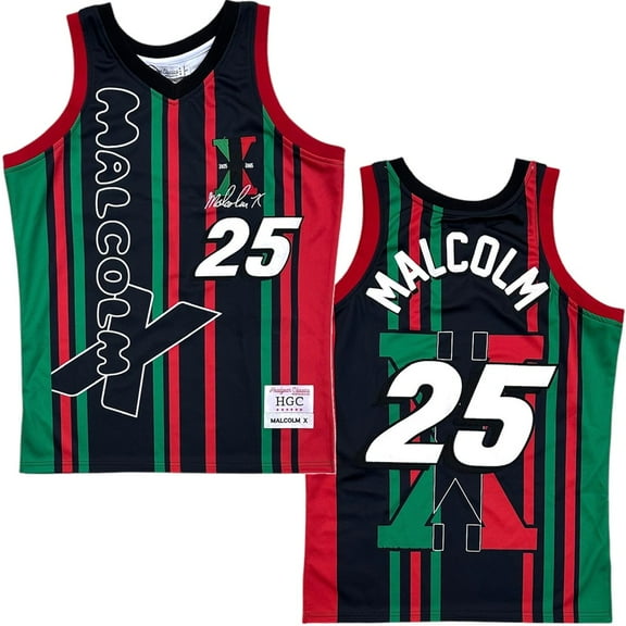 Malcolm X Men's Headgear Classics Rasta Red/Green Embroidered Basketball Jersey (Small, Red/Green)