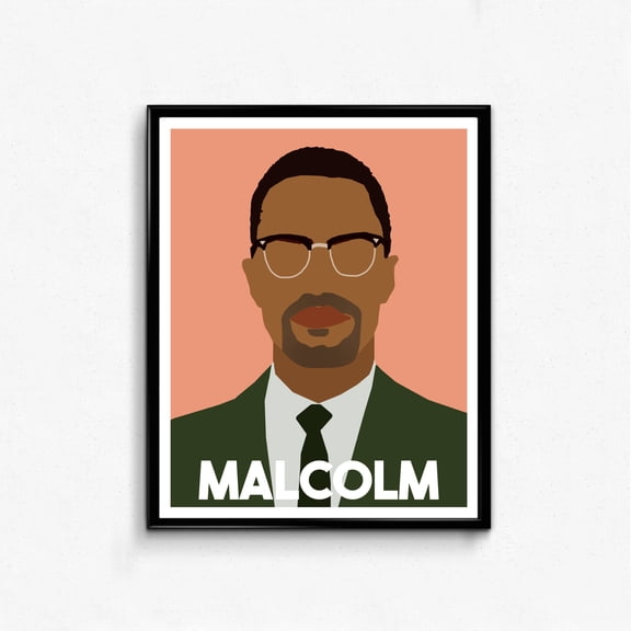 Malcolm X Minimalist Portrait, Iconic Men Wall Art Decor