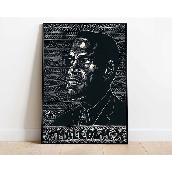 Malcolm X Portrait Poster, Civil Rights History Wall Art