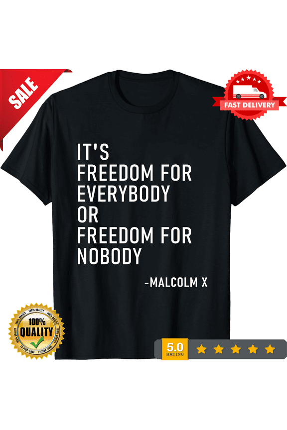 Malcolm X T-Shirt Men's Large Black Crew Neck Short Sleeve, LIMITED EDITION-TH72208