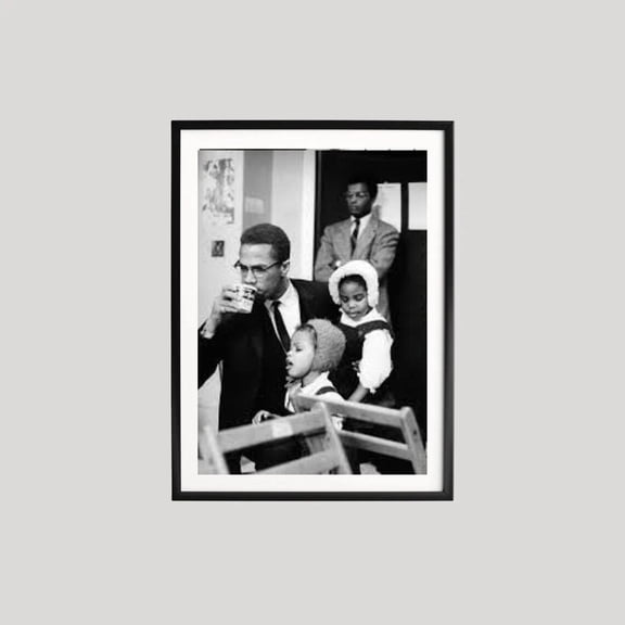 Malcolm X and Ilyasah Shabazz Vintage Black and White Photography, Unframed Canvas
