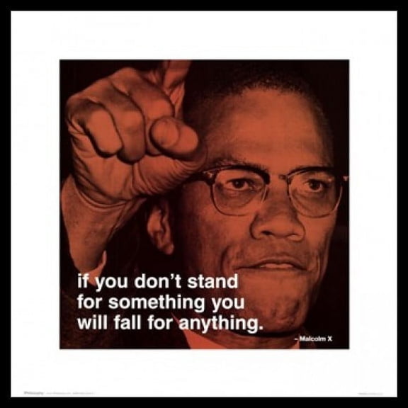 Malcolm X - iPhilosophy - Stand for Something Laminated & Framed Poster (16 x 16)