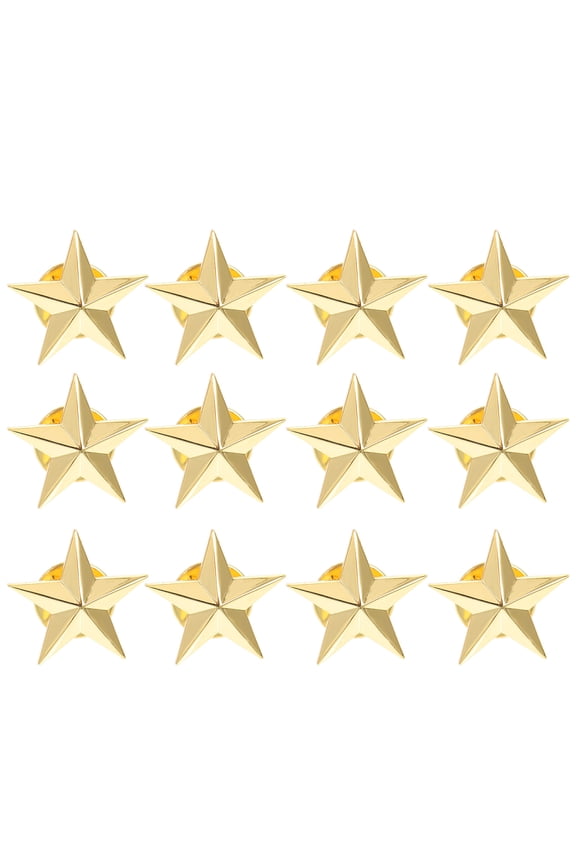 12Pcs Elegant Golden Star Rating Badges Decorative Star Lapel Pins for Wardrobe