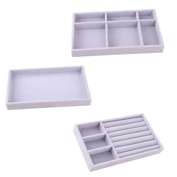 LIOOBO 3Pcs Simple Grey Jewelry Storage Boxes for Bracelets Earrings and Small Items
