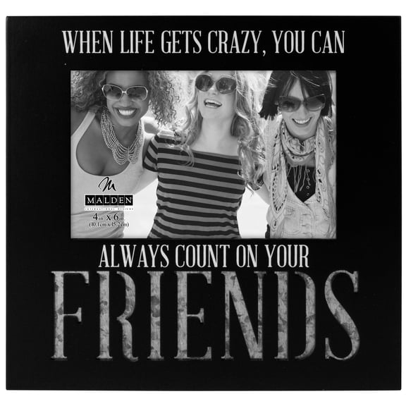 Malden International Designs Laser Cut Industrial Expressions Friends Silkscreen Design and Laser Cut Galvanized Metal Accent Picture Frame, 4x6, Black