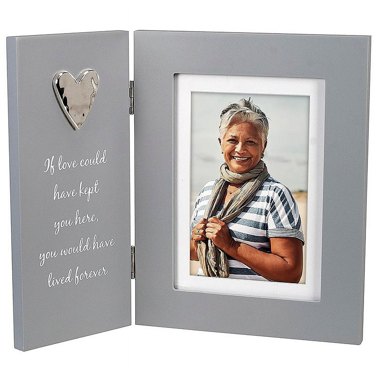 Gray Hinged MDF Wood Picture Frame with Heart Accent