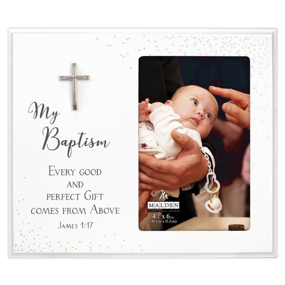 Malden - My Baptism Picture Frame, 4x6 Religious Photo Frame with Scripture Verse