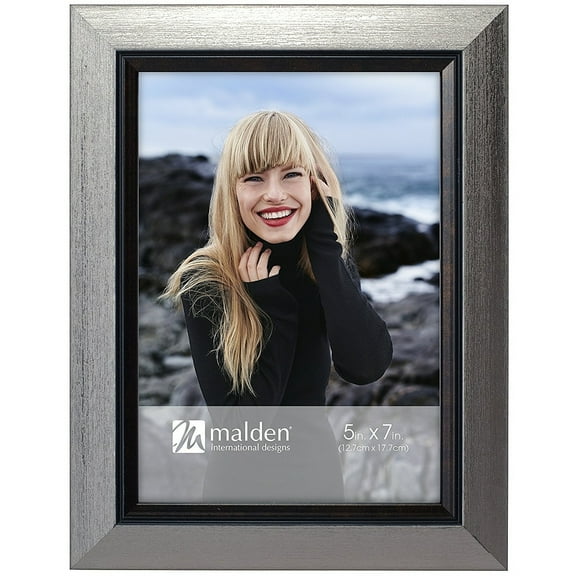 Malden 5x7 Pewter Slant with Black Bezel Frame
