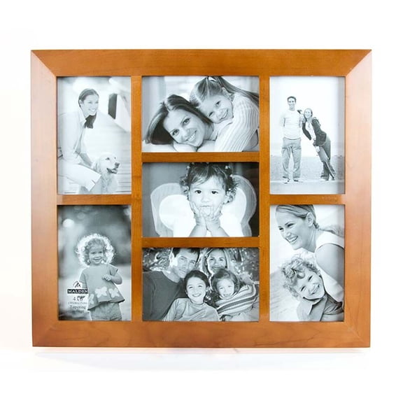Malden Berkeley Beveled Edge Wood Collage Picture Frame, 7 Opening, 7-4x6,