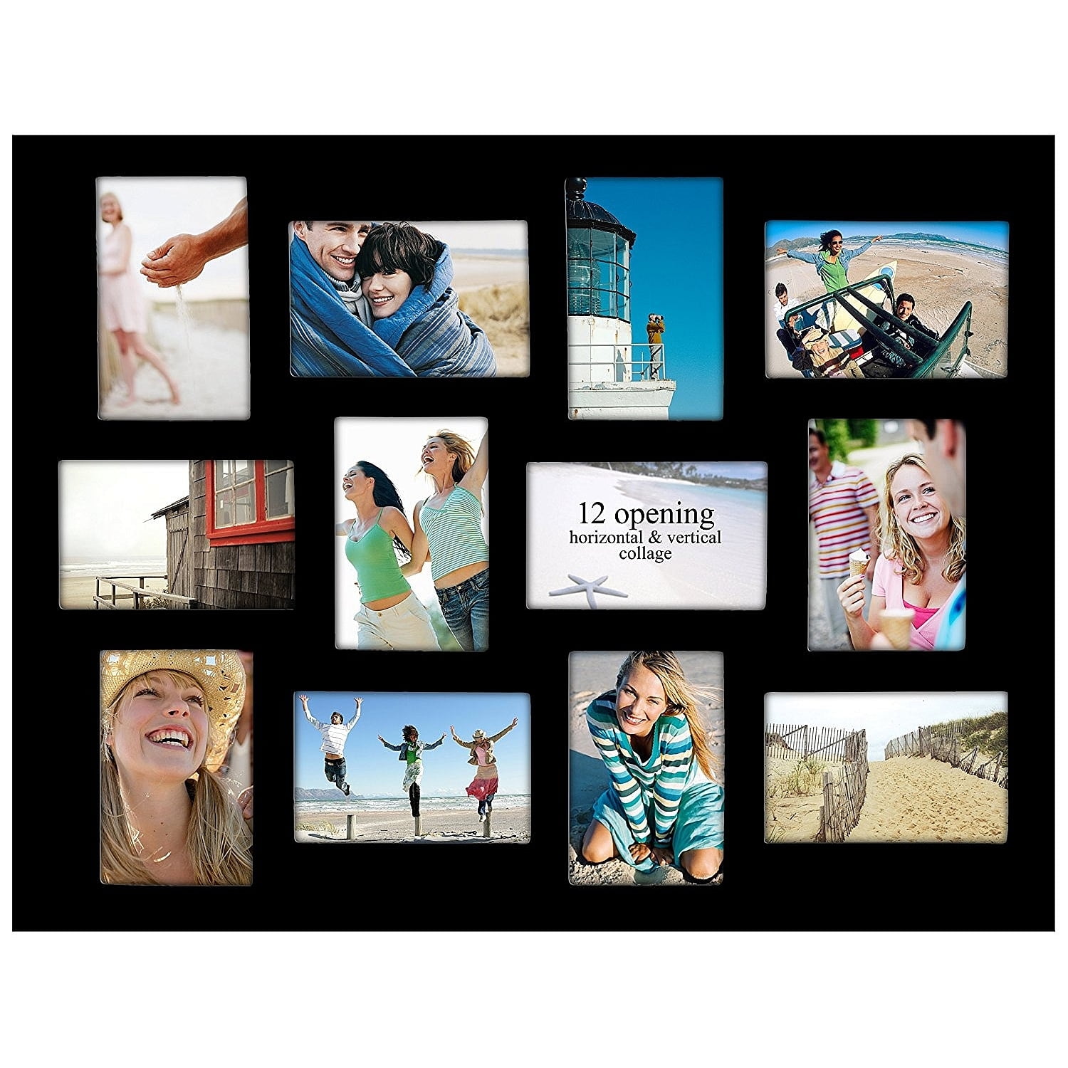 Black 12-Opening MDF Wood Collage Picture Frame