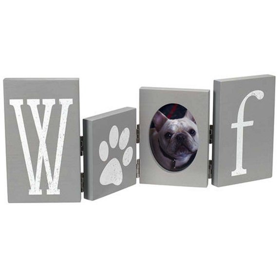 Malden Int Designs Woof 3.25x4.25 Love Letters Accordion Hinged Gray Decor Frame