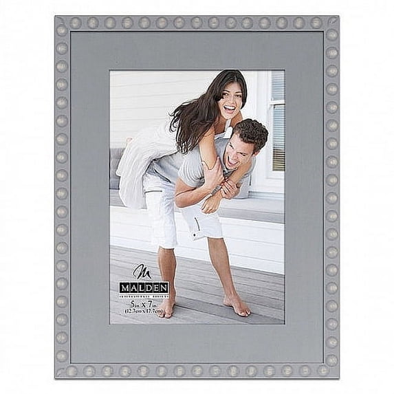 Malden International Designs 5x7 Gray Bead with Wood Mat Picture Frame MDF Wood Standard Photo Frame Gray