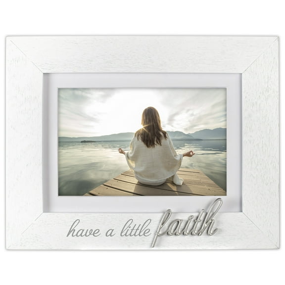 Malden International Designs 5x7 Matted to 4x6 Faith Sentiment Picture Frame Have a little faith MDF Wood Traditional Picture Frame White
