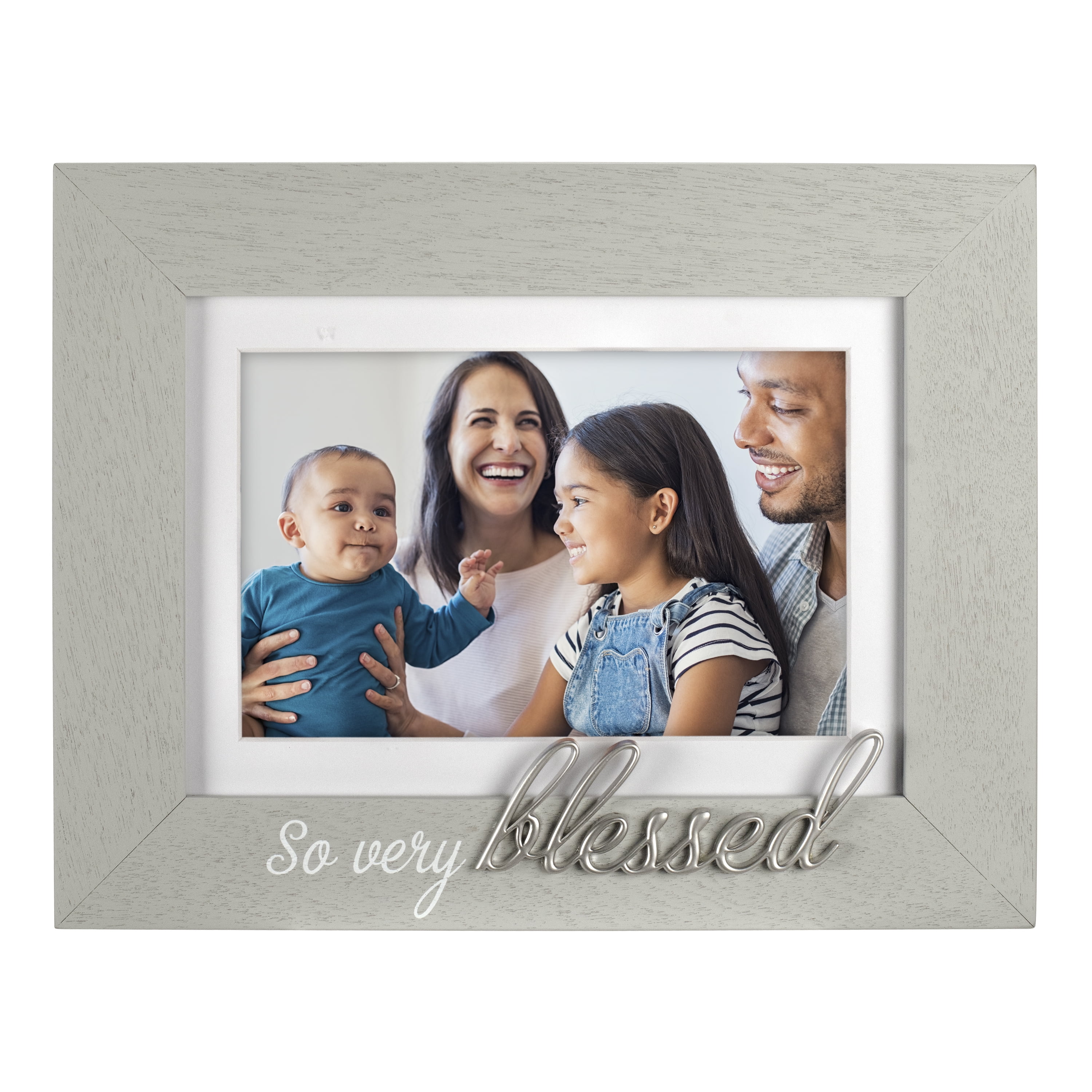 Malden International Designs 4x6 or 5x7 I Love Mom Distressed Expressions  Picture Frame Silver Finish I Love Mom Word Attachment Gray Textured Wood