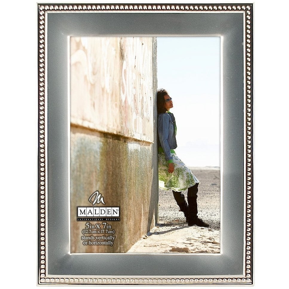Classic Silver Metal Beaded 5x7 Picture Frame