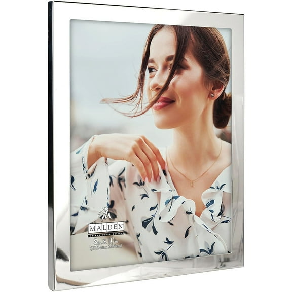 Malden International Designs Essentials Silver Metal Engravable Picture Frame, 8x10, Silver