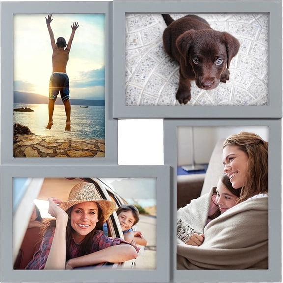 Malden - 4-Opening 4x6 Collage Picture Frame, Classic Gray Multi Photo Display Frame