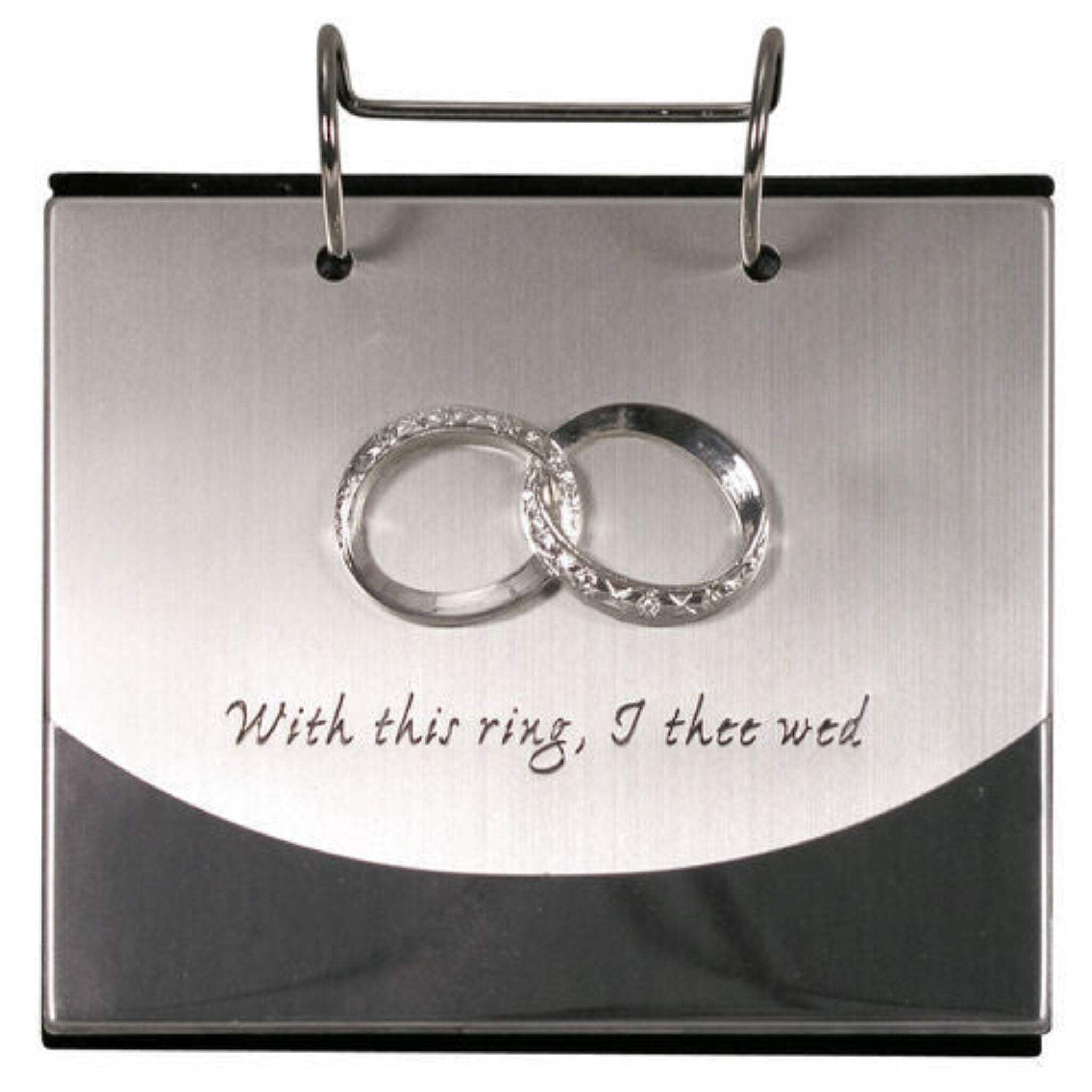 Silver Plated Wedding Flip Photo Album with Interlocking Rings