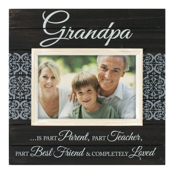 Malden International Designs Sun Washed Words Grandpa Distressed Black Picture Frame, 4x6, Black