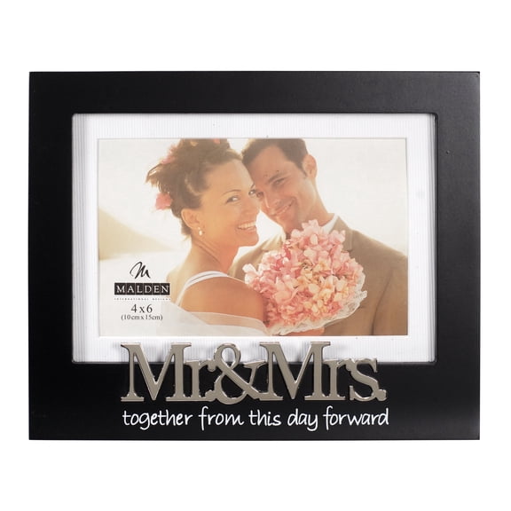 Malden - Wedding Picture Frame, 4x6 Black Matted Photo Frame with Mr. & Mrs.Writing