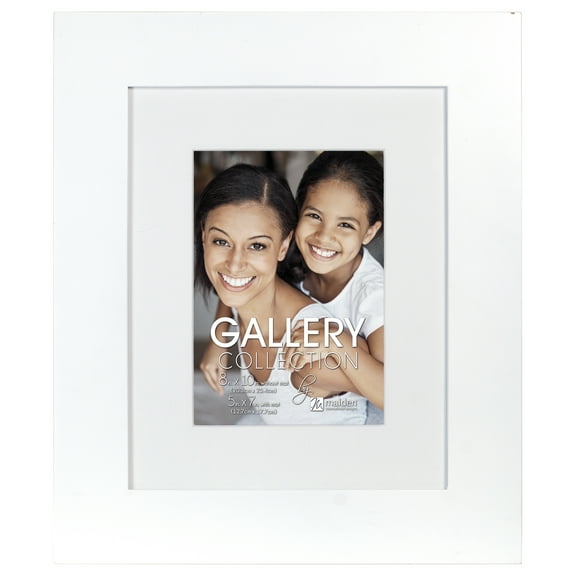 Malden International Designs White Manhattan 5x7/8x10 Bevel Matted Photo Frame