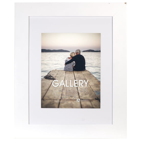 Malden International Designs White Manhattan 8x10/11x14 Bevel Matted Photo Frame
