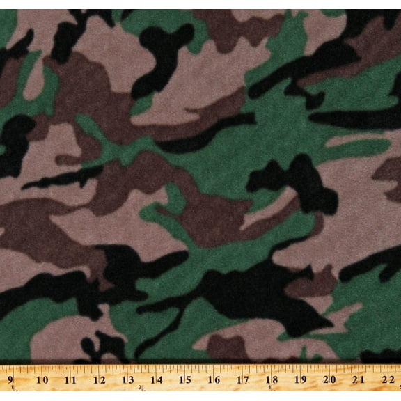 Malden Polartec Woodland Camouflage Green Brown Polar Fleece Fabric by the Yard (A509.42)