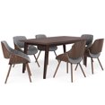 thumbnail image 1 of Malden V 7 Pc Dining Set with 6 Upholstered Bentwood Dining Chairs & 66 in Wide Table, 1 of 3