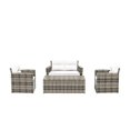 thumbnail image 1 of Maldives 4 PC Rattan Wicker Conversation Seating Group With White Cushions, 1 of 12
