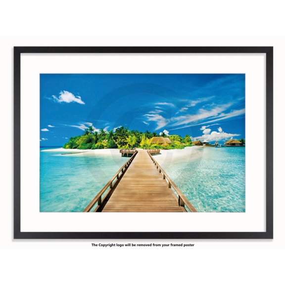 Maldives Beach Huts Tropical Paradise Poster
