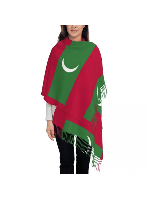 Maldives Flag Womens Warm Winter Infinity Scarves Set Blanket Scarf Pure Color