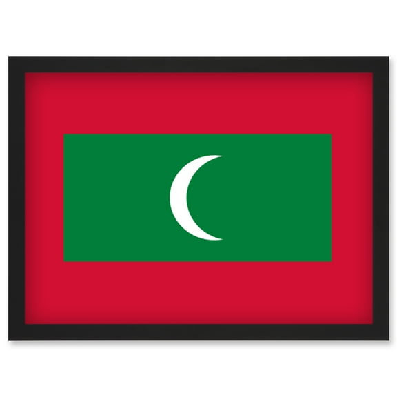 Maldives National Flag Patriotic Vexillology World Flags Country Region Poster Artwork Framed Wall Art Print A4