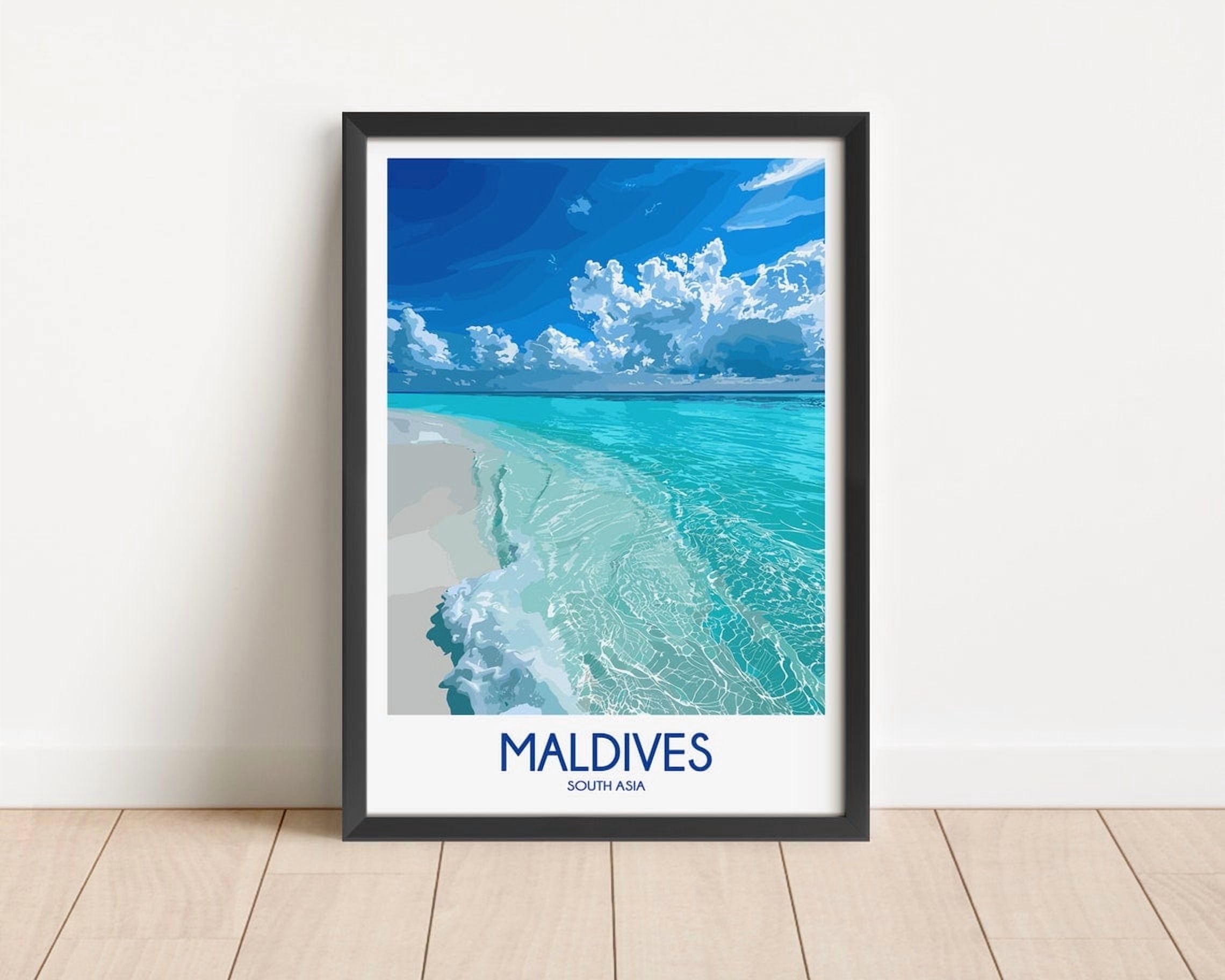 Maldives Poster Coastal South Asia Scenic Art Print, Unframed Poster ...