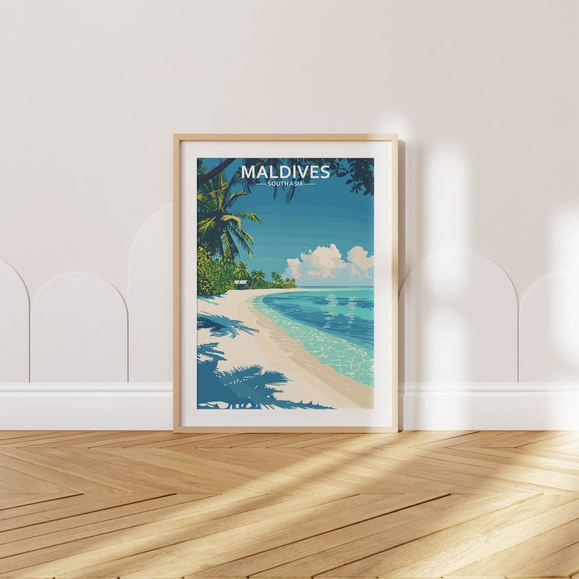 Maldives Poster South Asia Scenic Beach Art Print, Unframed Poster Size ...
