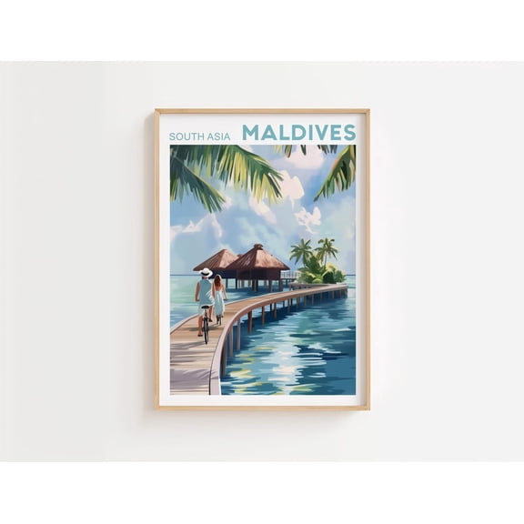 Maldives Print Maldive Islands print Maldives Honeymoon South Asia travel poster wall art Maldives travel gift, Size 8x12 UNFFRAMED F03.1.8l2354