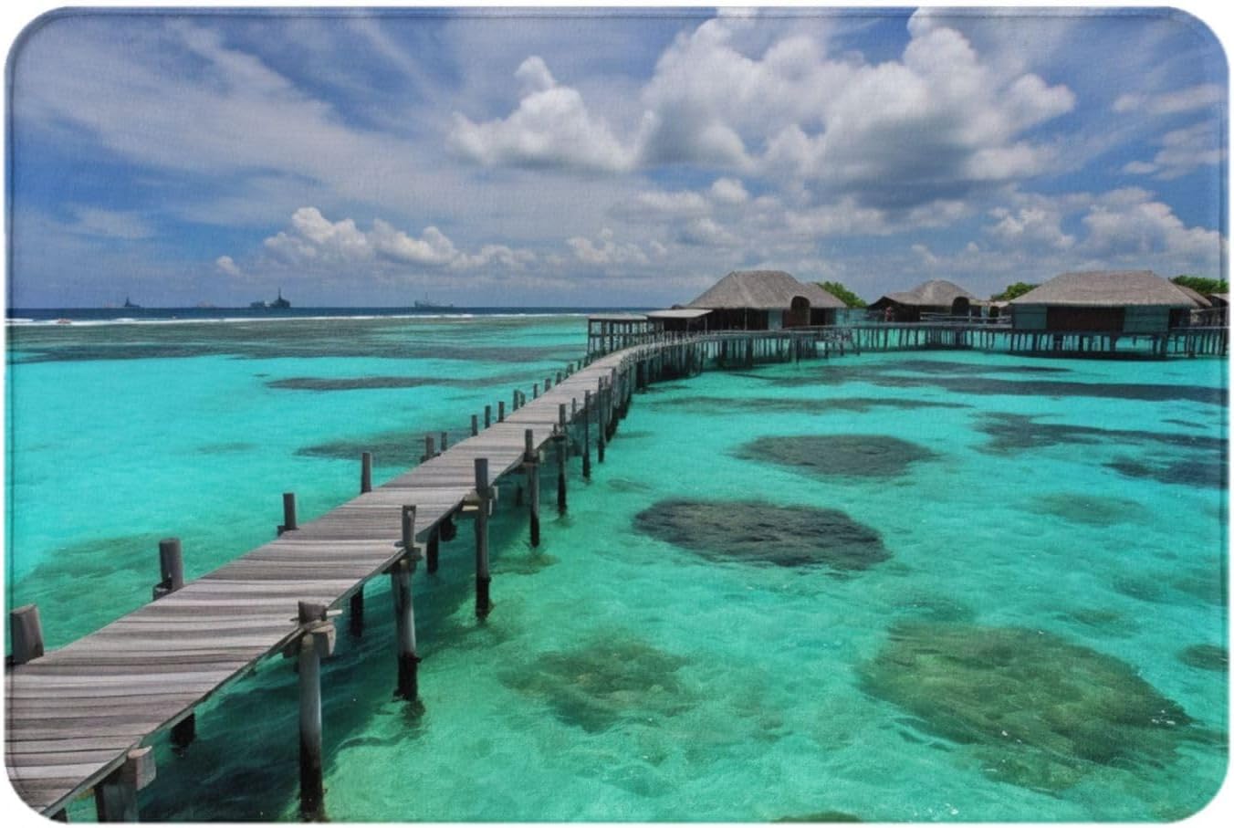 Maldives Scenery Print Area Rug Non Slip Front Door Mat Absorbent Bath