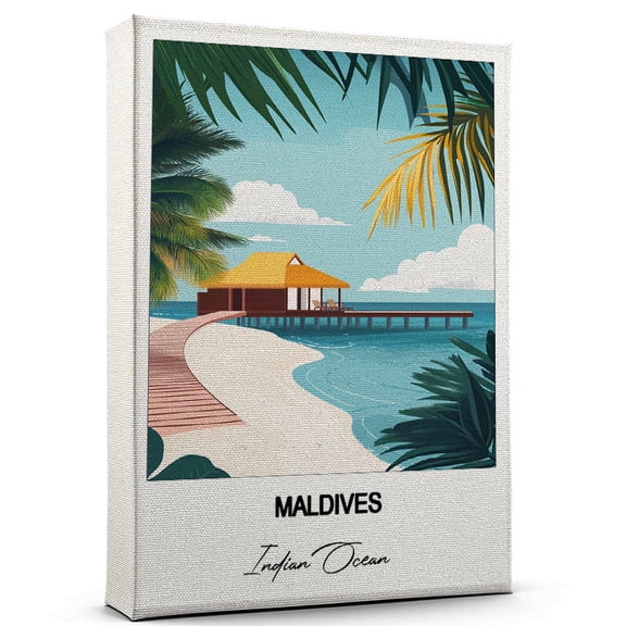 Maldives Travel Canvas Wall Art Nature-Inspired Travel Decor with Scenic Views Indian Ocean Canvas Wall Print A Captivating Gift for Adventure Seekers