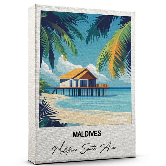 Maldives Travel Canvas Wall Art Nature-Inspired Travel Decor with Scenic Views Maldives South Asia Canvas Wall Print A Captivating Gift for Adventure Seekers