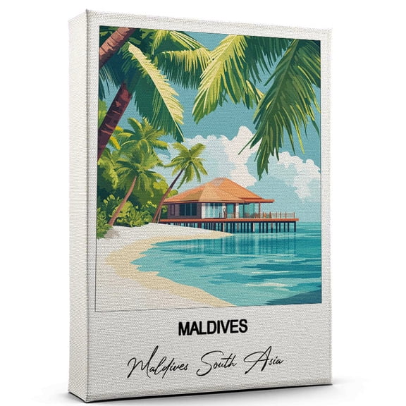 Maldives Travel Poster Canvas Maldives South Asia Canvas Unique Gift Idea for Home, Office, or Living Space