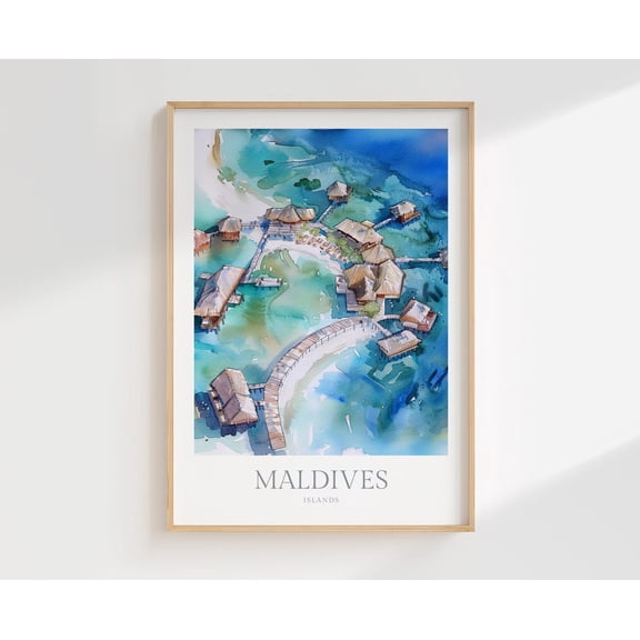 Maldives Wall Art Poster Islands Poster, Unframed Size 8x12