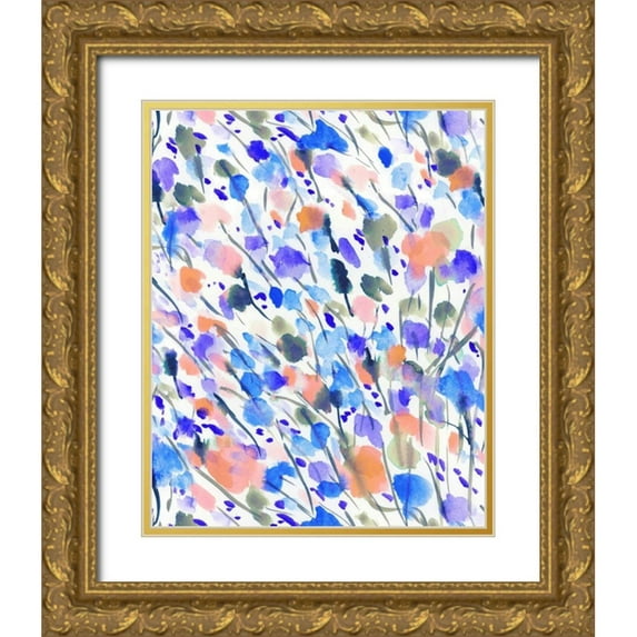 Maldonado, Jacqueline 12x14 Gold Ornate Wood Framed with Double Matting Museum Art Print Titled - Wild Nature Blue