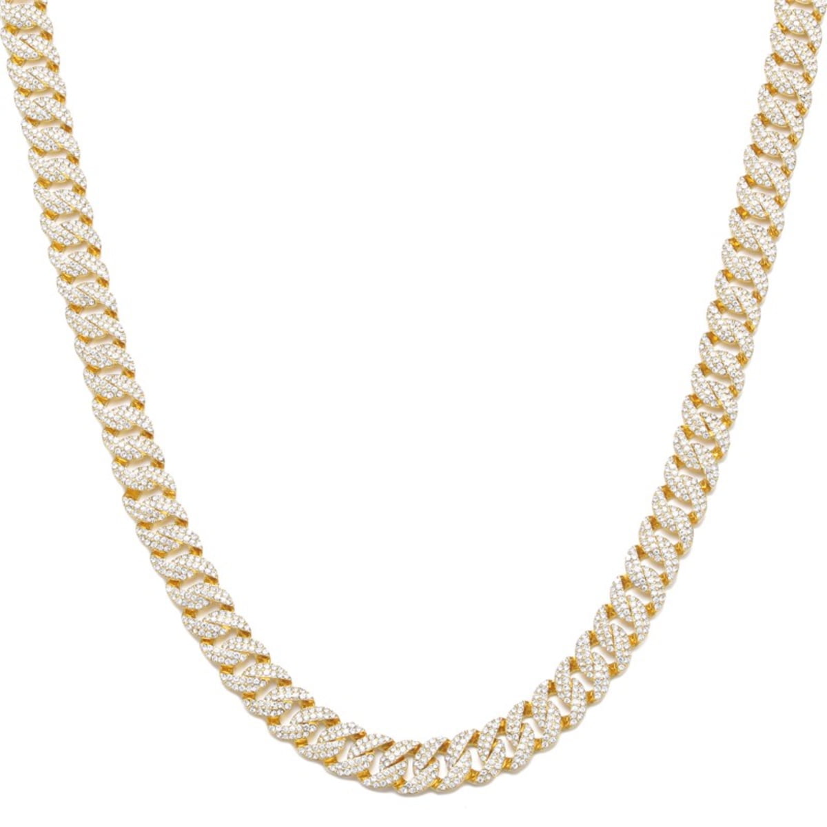 Male 10MM Cuban Chain Necklace for Men Women Iced Out Zircon Hip Hop Jewelry 20inch