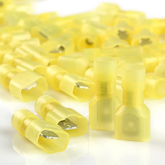 Male 12-10 Gauge Nylon Fully-Insulated Quick Disconnects 100pcs Yellow