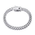 thumbnail image 1 of Male 8MM Silver Cuban Chain Bracelet Iced Out Zircon Men Women Jewelry, 1 of 5