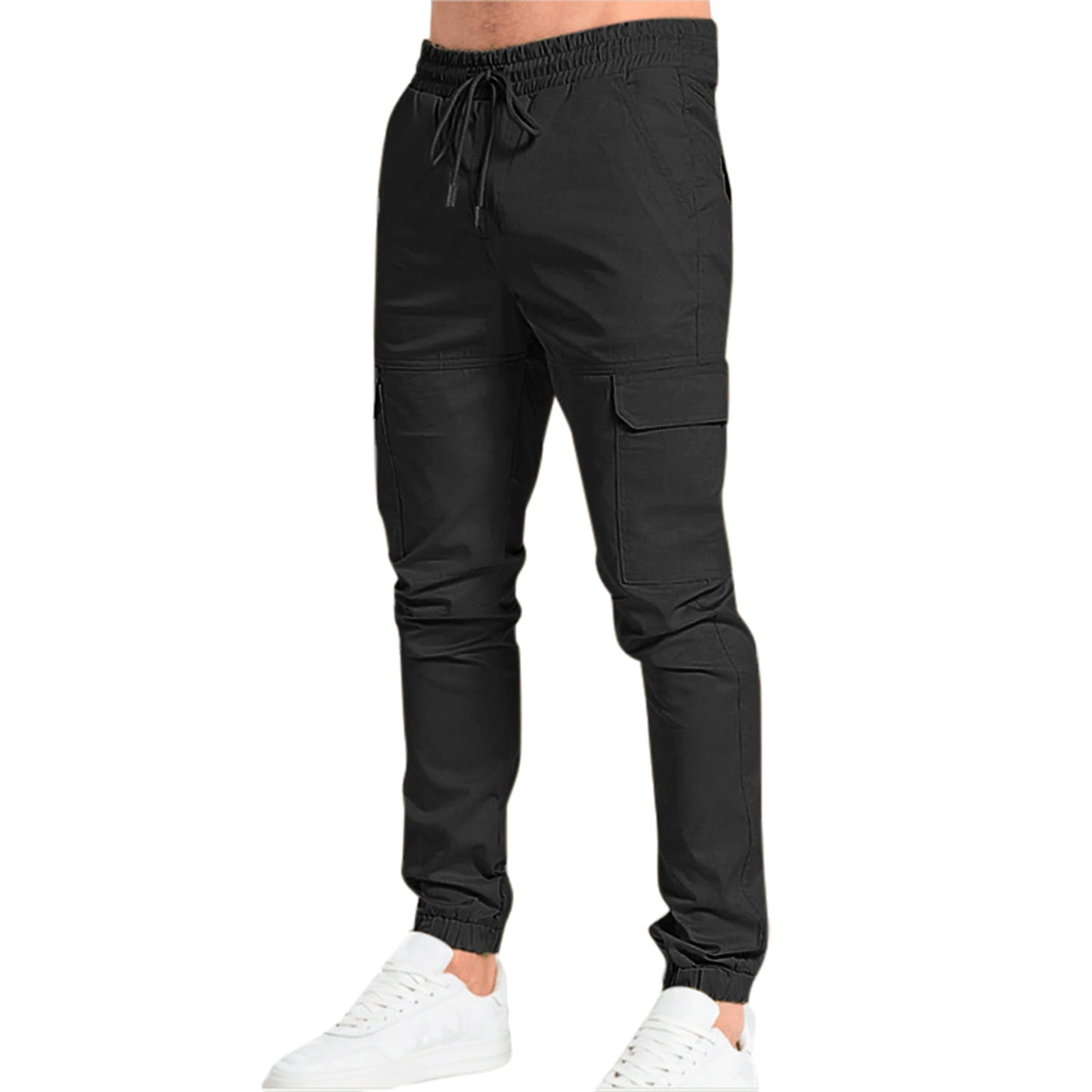 FASHIONWT Men Woven Multi-Pocket Drawstring Pants Cargo Pants