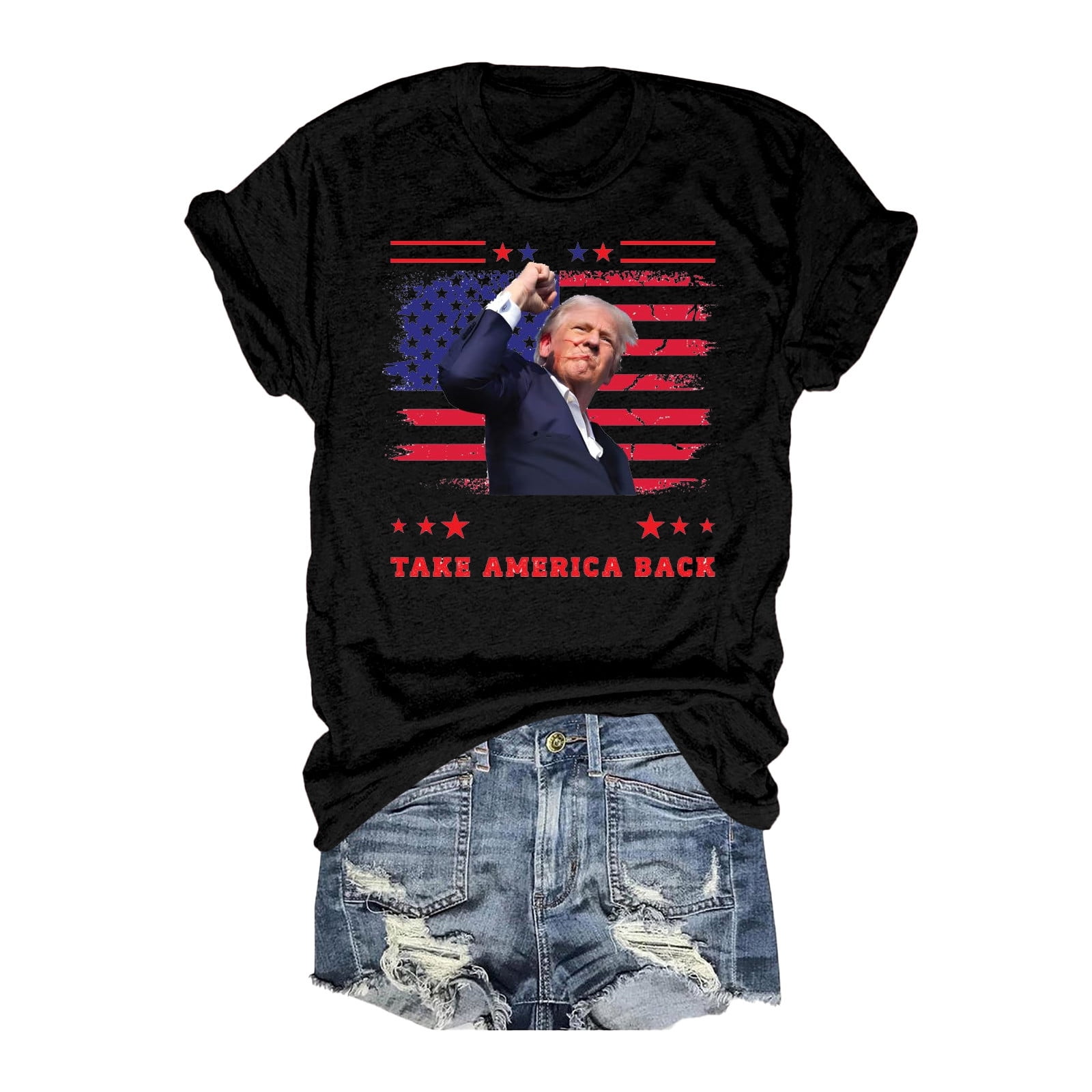 Male And Female 2024 Campaign Speech Print Round Neck T Shirt Top