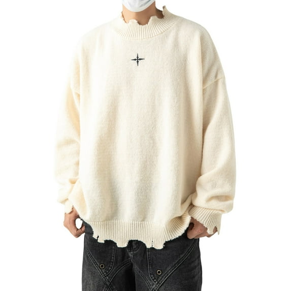 Male Autumn And Winter Irregular Damaged Sweaters Men's And Women's Same Style Fashion Embroidery Couple Knitted Shirt Coat